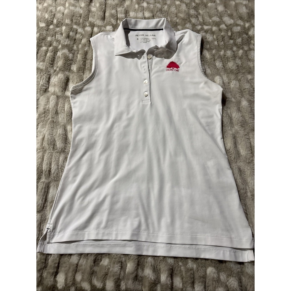 Peter Millar Womens Golf Polo Shirt Sleeveless White UPF 50 Sun Protection Small